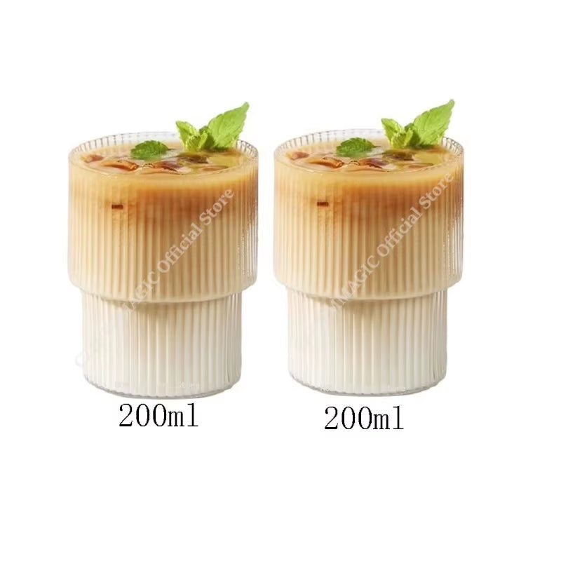 6/4/2/1Pcs American Coffee Mug Heat-Resistant Glass Cups Transparent Tea Mug Water Cup for Drinking Milk Beertea Juice Tumblers