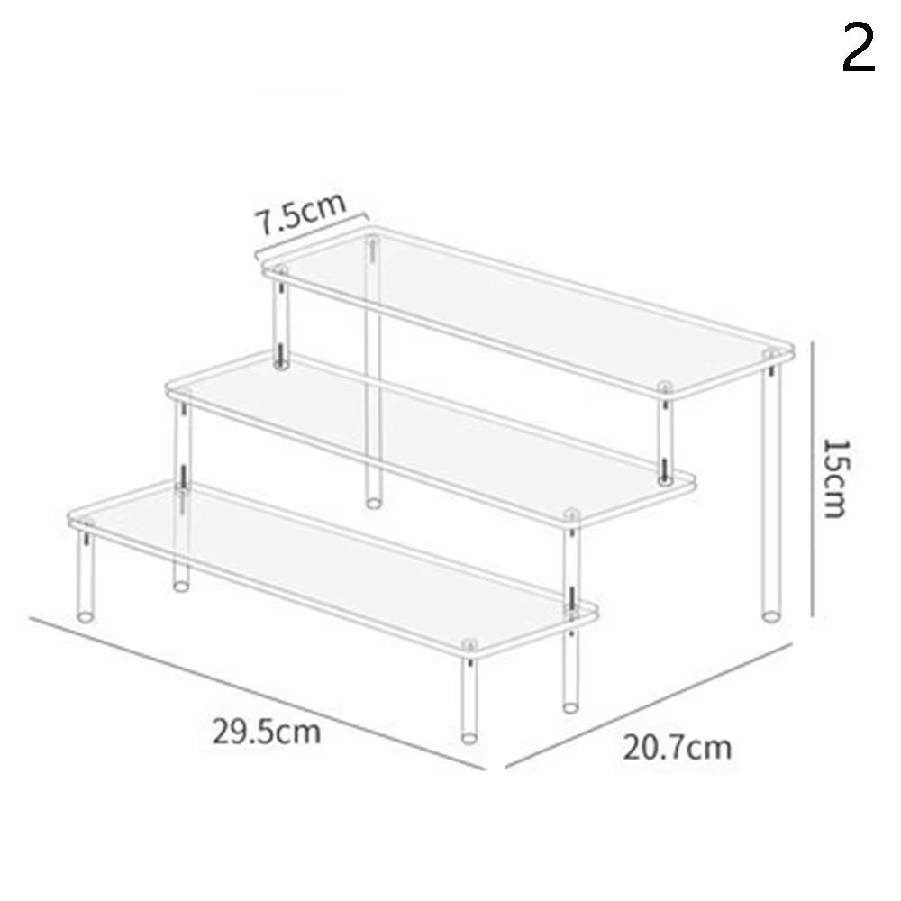 Acrylic Display Stand Pottery Storage Rack Doll Clay Figurine Display Stand Transparent Ladder Makeup Organization Shelf