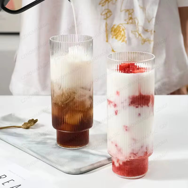 6/4/2/1Pcs American Coffee Mug Heat-Resistant Glass Cups Transparent Tea Mug Water Cup for Drinking Milk Beertea Juice Tumblers