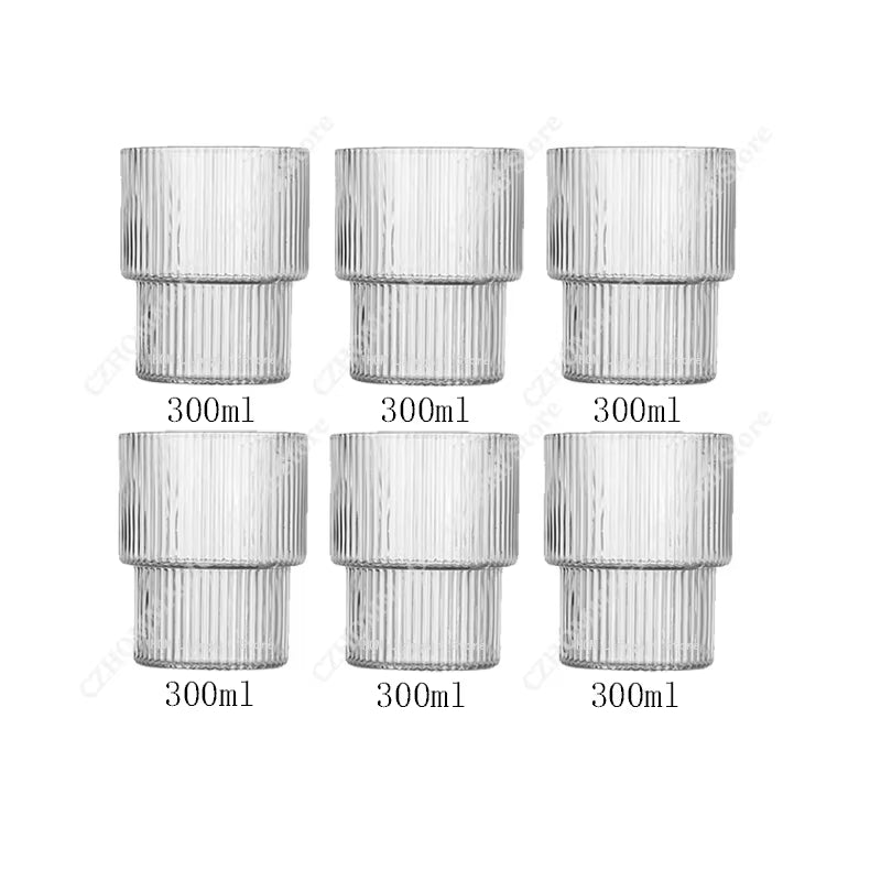 6/4/2/1Pcs American Coffee Mug Heat-Resistant Glass Cups Transparent Tea Mug Water Cup for Drinking Milk Beertea Juice Tumblers