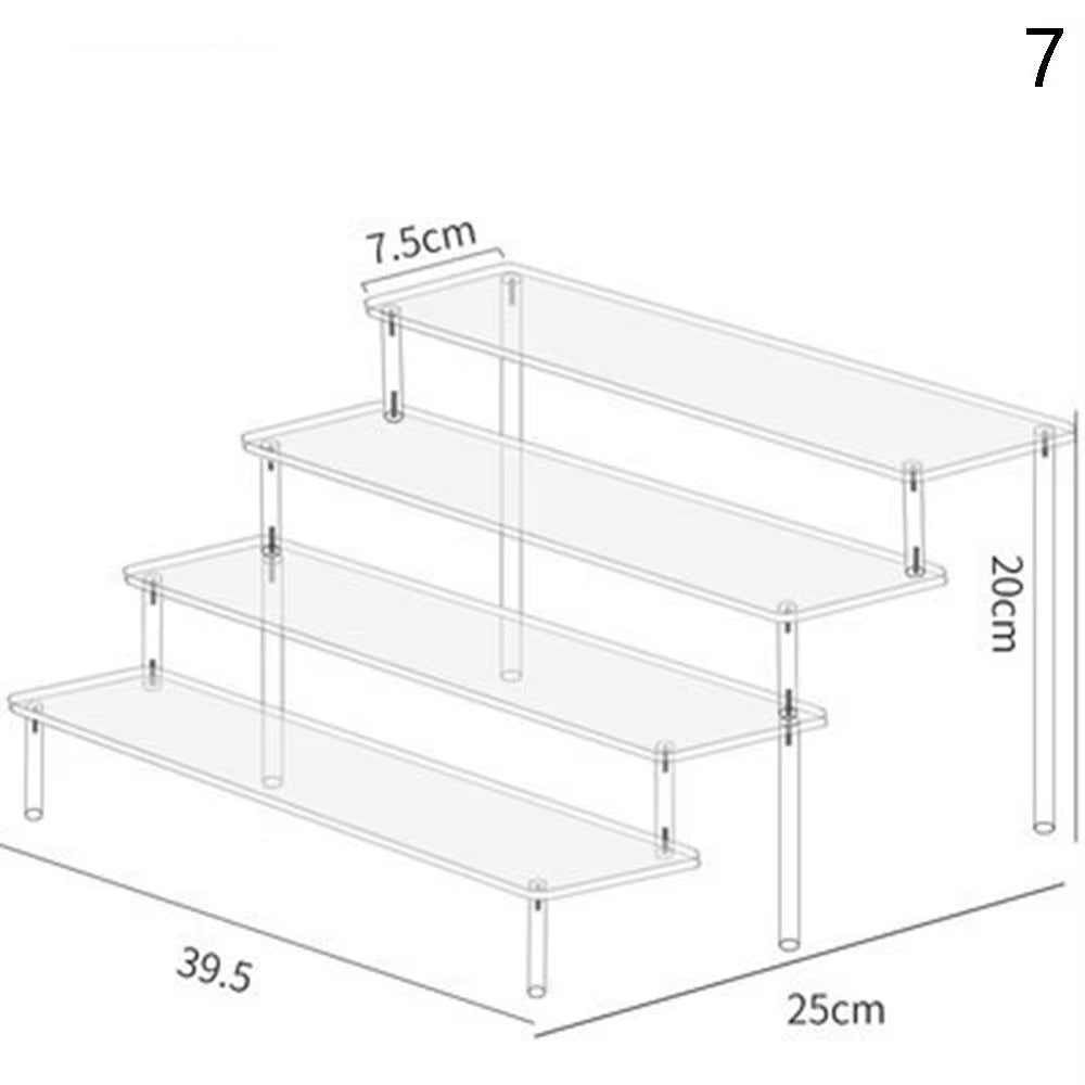 Acrylic Display Stand Pottery Storage Rack Doll Clay Figurine Display Stand Transparent Ladder Makeup Organization Shelf