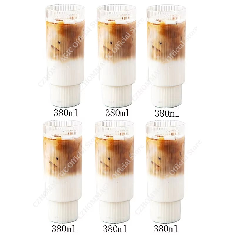 6/4/2/1Pcs American Coffee Mug Heat-Resistant Glass Cups Transparent Tea Mug Water Cup for Drinking Milk Beertea Juice Tumblers