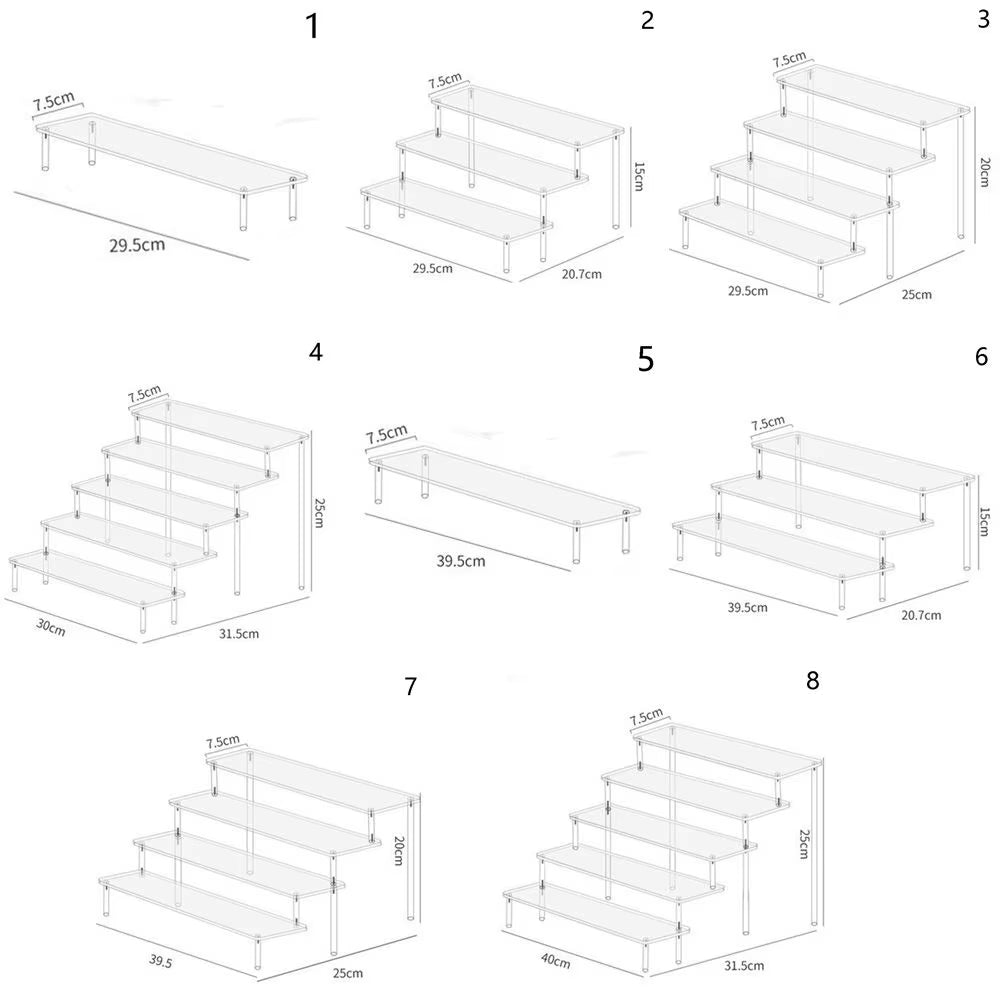 Acrylic Display Stand Pottery Storage Rack Doll Clay Figurine Display Stand Transparent Ladder Makeup Organization Shelf