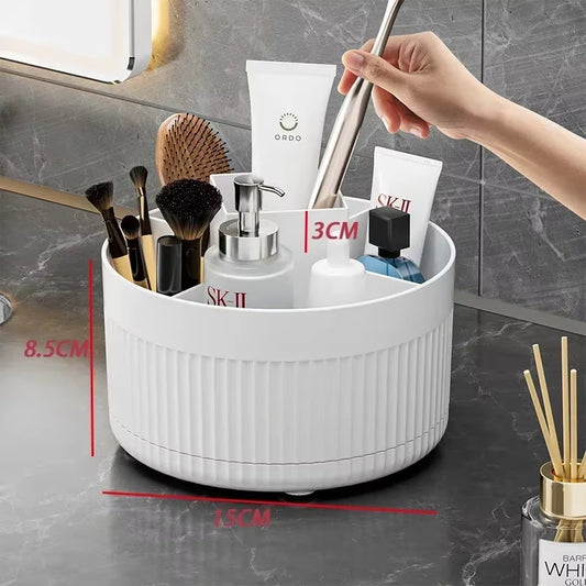 360° Rotating Makeup Storage Box Desktop Makeup Organizer Cosmetic Brush Holder Lipstick Eyebrow Pencil Holder Jewelry Container