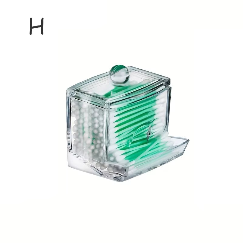 Acrylic Storage Box with Lid Qtip Holder Dispenser Clear Plastic Jar Makeup Organizer Bathroom Canister Storage Organization