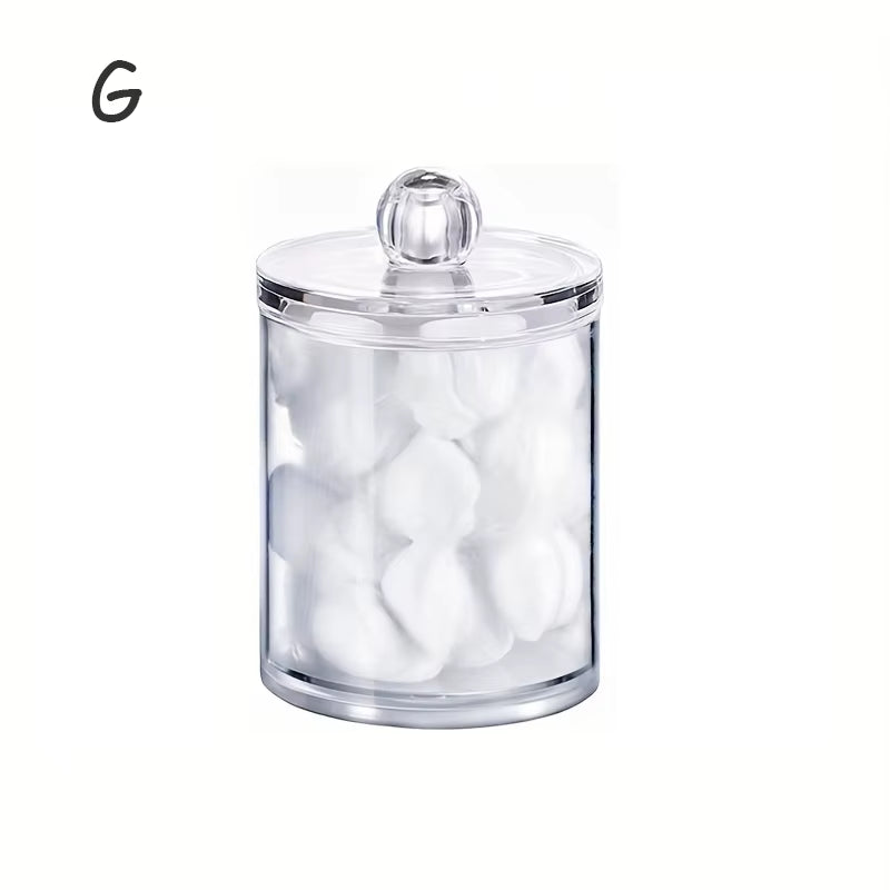 Acrylic Storage Box with Lid Qtip Holder Dispenser Clear Plastic Jar Makeup Organizer Bathroom Canister Storage Organization