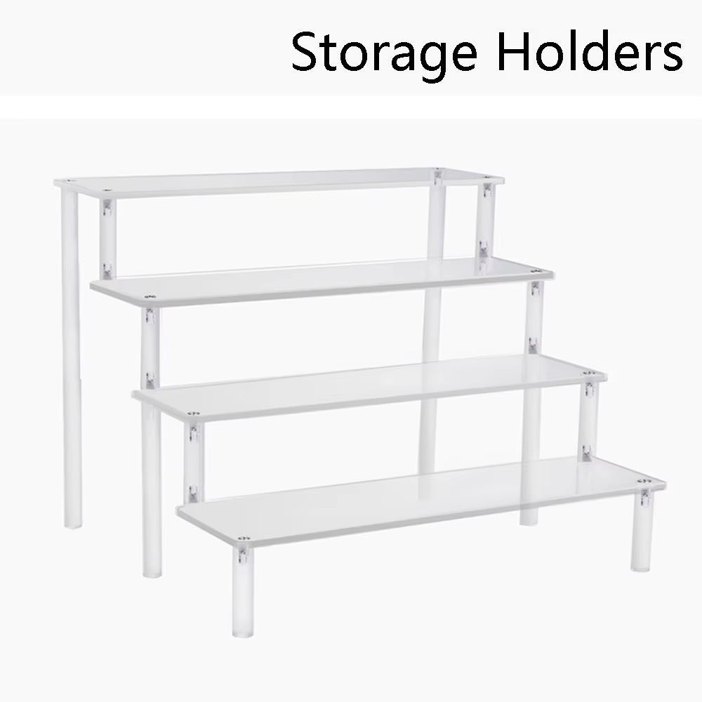 Acrylic Display Stand Pottery Storage Rack Doll Clay Figurine Display Stand Transparent Ladder Makeup Organization Shelf