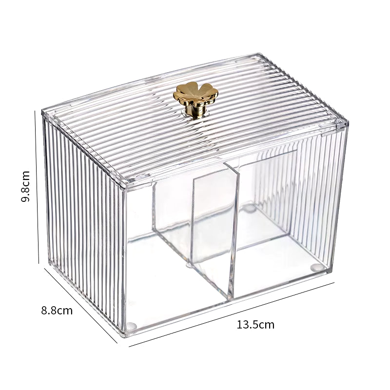 Transparent Acrylic Cotton Swab Storage Box Desktop Dust-Proof Makeup Removal Cotton Lipstick Cosmetics Storage Organization