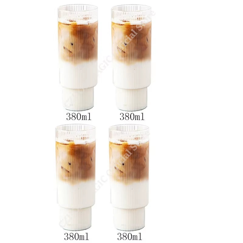 6/4/2/1Pcs American Coffee Mug Heat-Resistant Glass Cups Transparent Tea Mug Water Cup for Drinking Milk Beertea Juice Tumblers