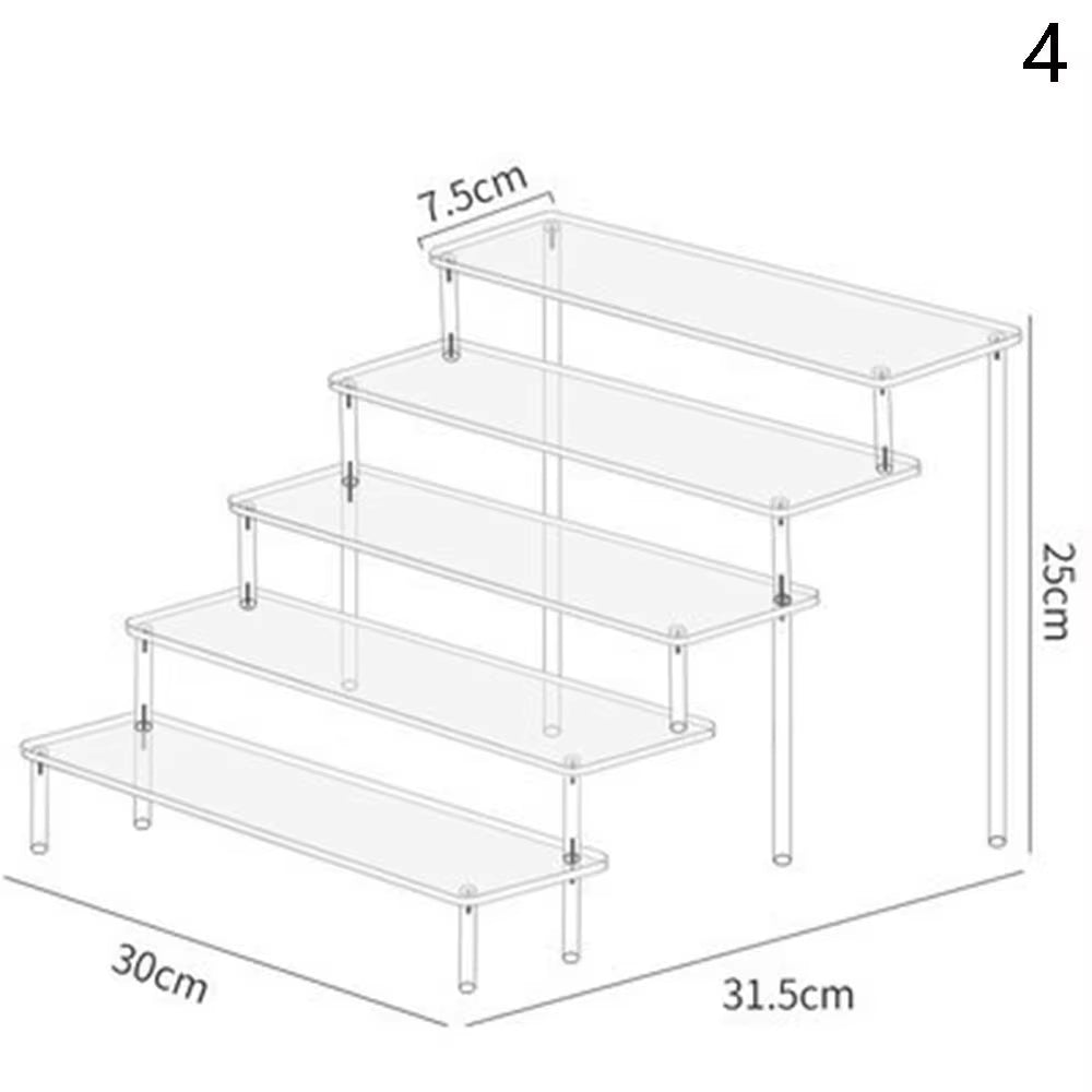 Acrylic Display Stand Pottery Storage Rack Doll Clay Figurine Display Stand Transparent Ladder Makeup Organization Shelf