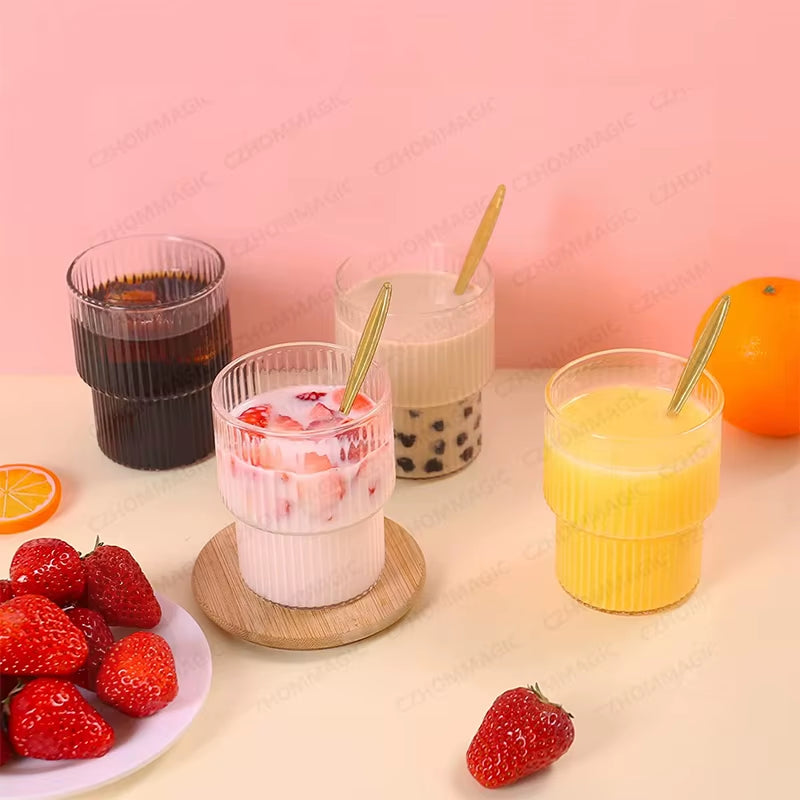 6/4/2/1Pcs American Coffee Mug Heat-Resistant Glass Cups Transparent Tea Mug Water Cup for Drinking Milk Beertea Juice Tumblers